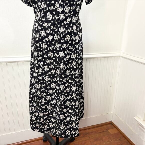 Disturbia UK 10 US 6 Shirt Dress Demeter Dark Floral Print V-Neck Midi Length - Picture 13 of 13